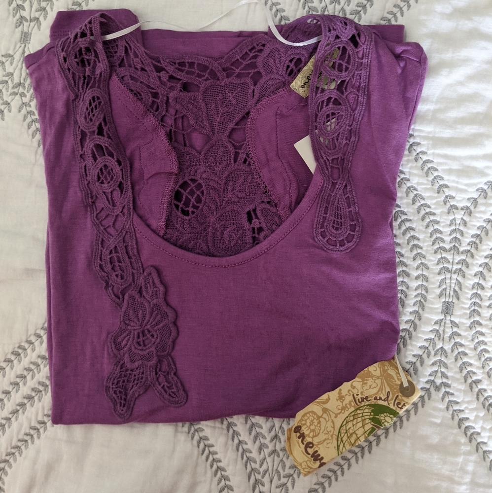 ONE WORLD Crochet Lace top